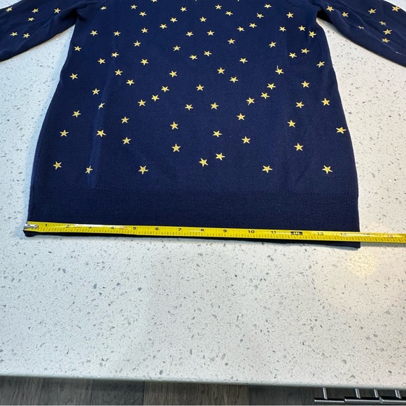 J.Crew Tippi merino wool sweater in navy blue with gold embroidered stars, XS - Picture 4 of 8